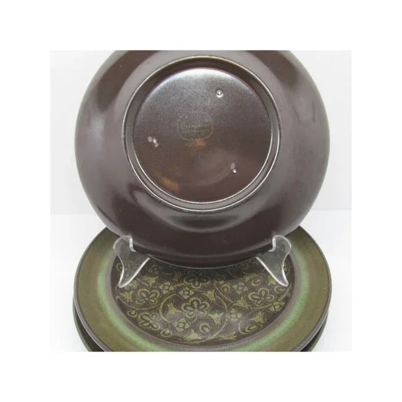 Franciscan Madeira 3 SALAD PLATES Green & Brown USA Mid Century Modern